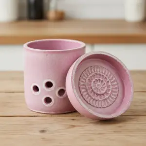 Handmade Ceramic Glazed Garlic Pot