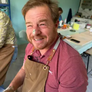Smiling Carl in the studio